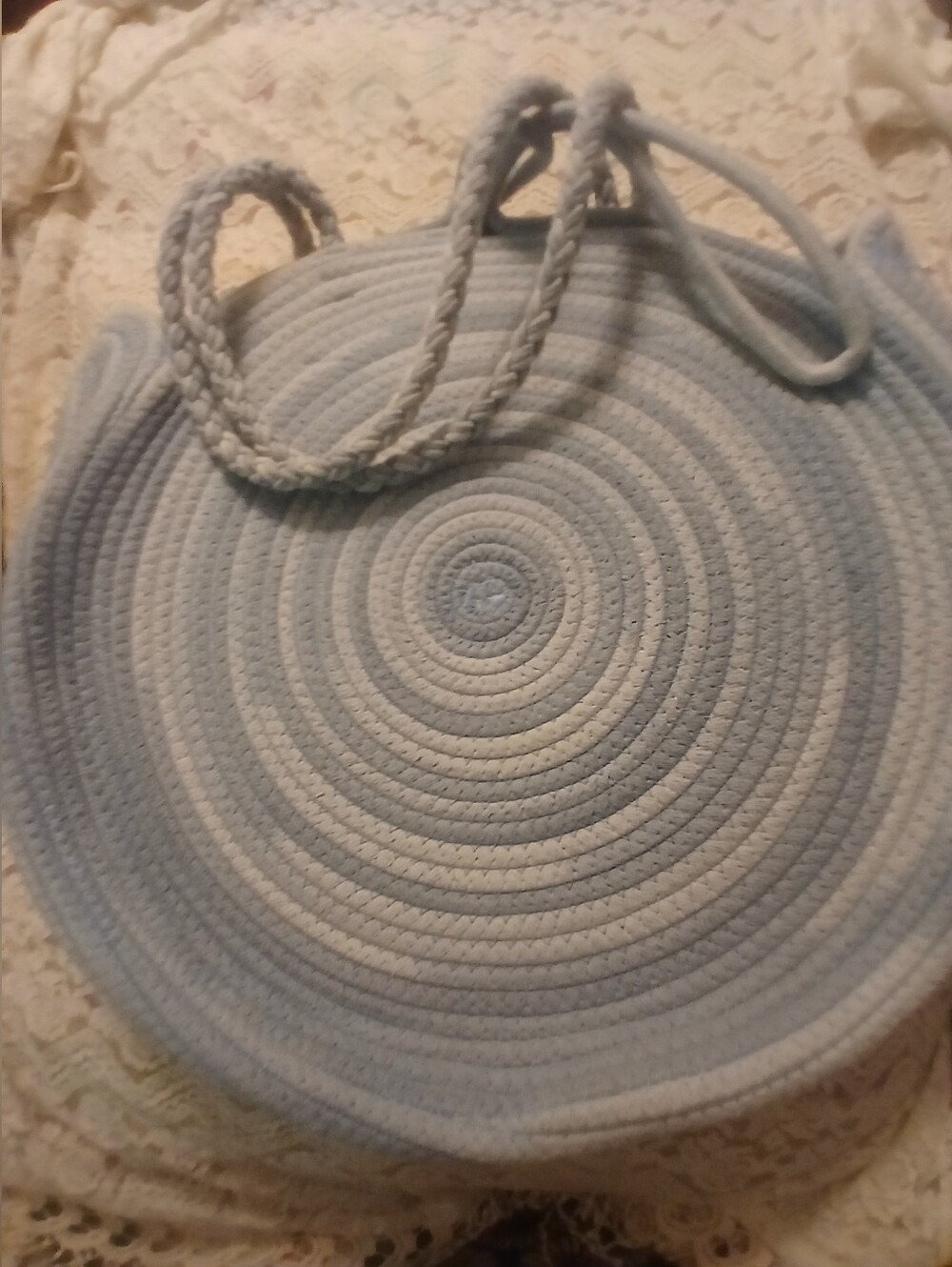Universal Thread Woven Round Large Crossbody Bag And/Or Tote  Light Blue